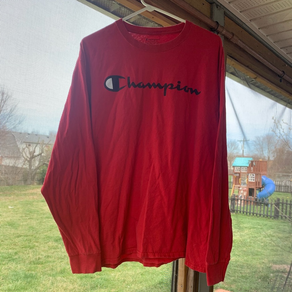 Men’s Champion Red Long Sleeve T-Shirt XL